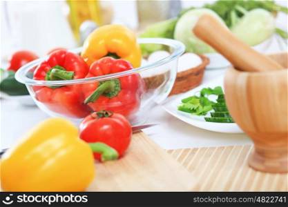 Fresh food and vegetables on the table