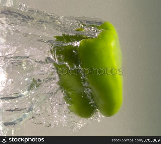 Fresh food fall into water creating interesting patterns with the bubbles caused.