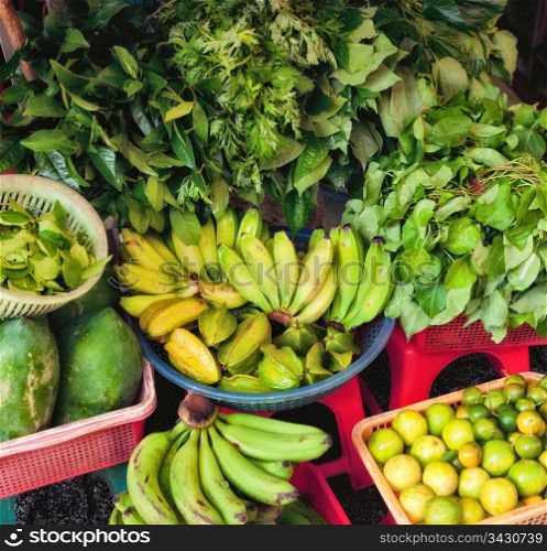 fresh fruit and vegetables for sale at ben thanh market