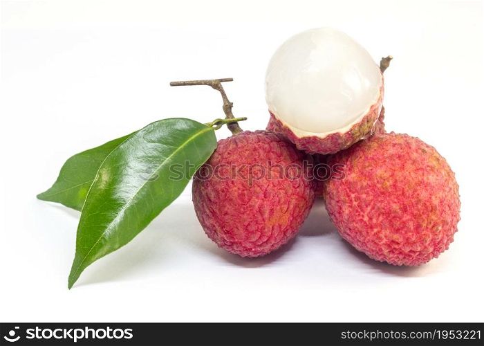 fresh fruit lychee on white background