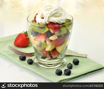 fresh fruit salad in a glass