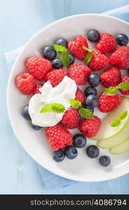 fresh fruit salad with raspberry blueberry apple