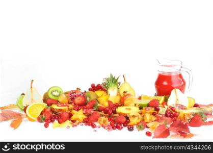 fresh fruits and red juice