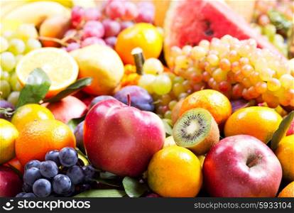 fresh fruits and vegetables as background