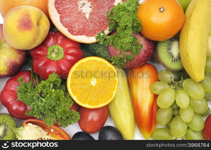 fresh fruits and vegetables background