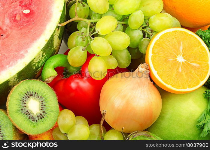 Fresh fruits and vegetables. Food background