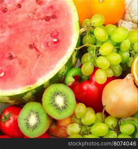 Fresh fruits and vegetables. Food background