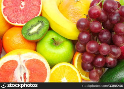 fresh fruits and vegetables isolated on a white background