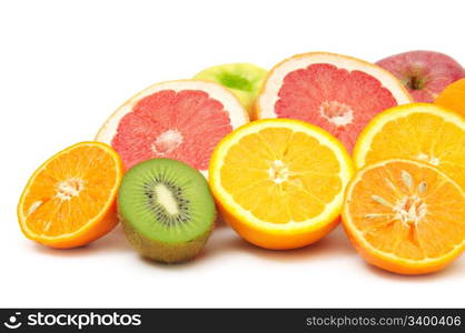 fresh fruits and vegetables isolated on a white background