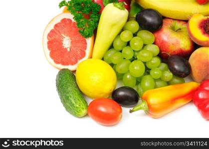 fresh fruits and vegetables isolated on a white background