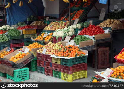 Fresh fruits and vegetables on a traditional market, El-Jem, Tunisia