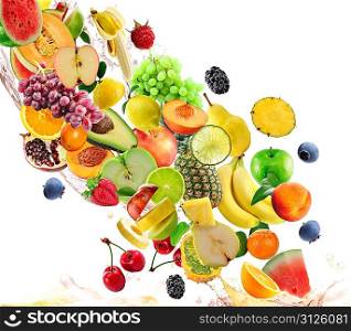 Fresh Fruits Collection On White Background