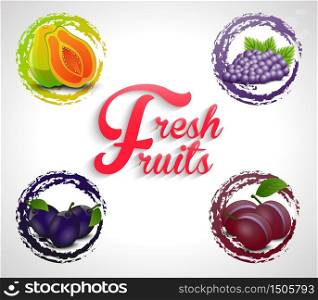 Fresh Fruits Icons.Vector
