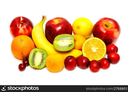 Fresh fruits isolated on a white background