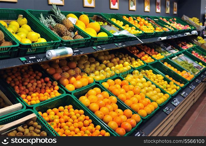 fresh fruits ready to buy in supermarket