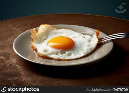 Fresh gourmet meal fried egg on plate. Generated AI
