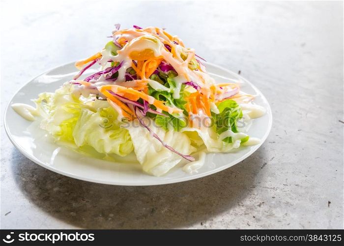 Fresh Greek Salad in white plate