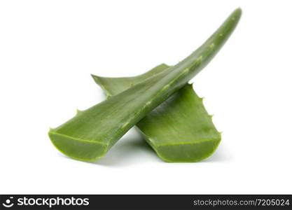 Fresh green Aloe leaf isolated on white background