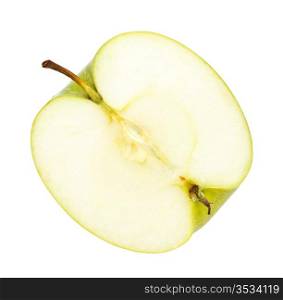 fresh green apple half isolated on white background