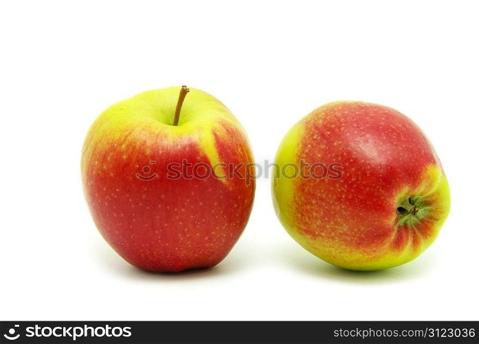 fresh green apples isolated on a white