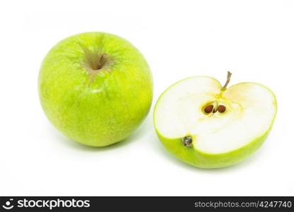 fresh green apples isolated on a white
