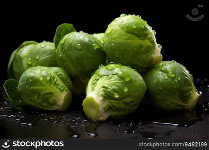 Fresh green brussel sprouts vegetable.