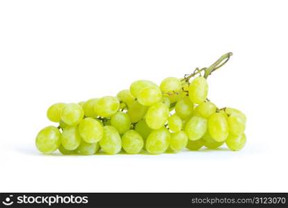 fresh green grapes on a white background