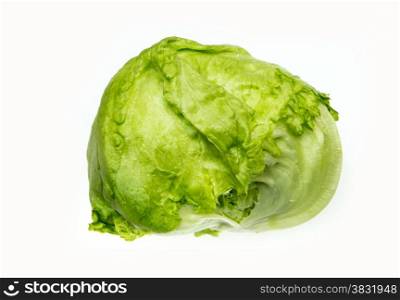 Fresh green iceberg lettuce on white background