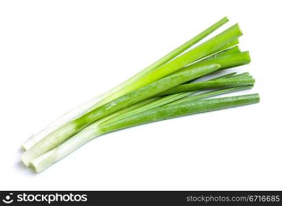 fresh green onions isolated on white background