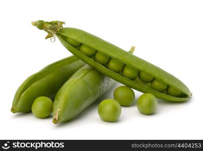 Fresh green pea pod isolated on white background