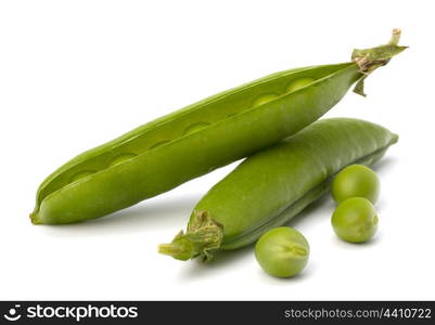 Fresh green pea pod isolated on white background