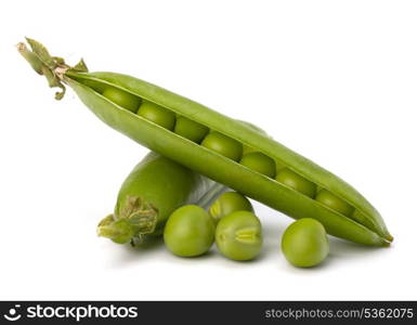 Fresh green pea pod isolated on white background