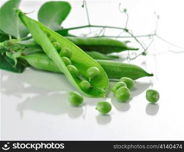 fresh green peas , close up