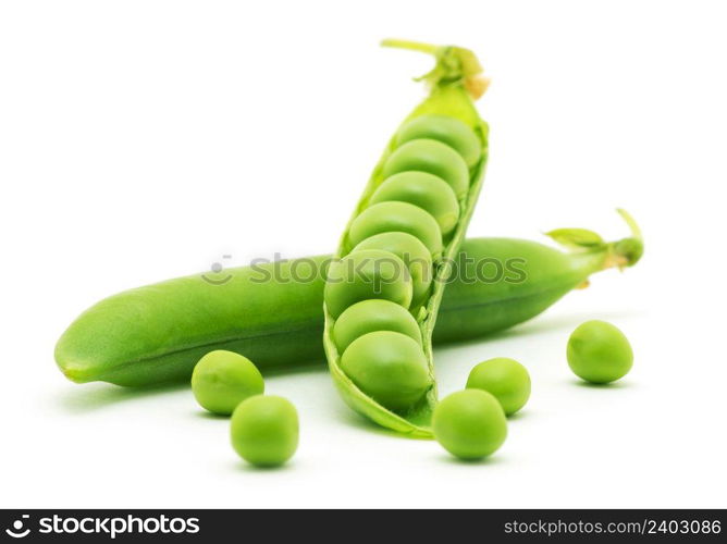 fresh green peas isolated on a white background