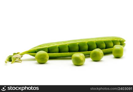 fresh green peas isolated on a white background