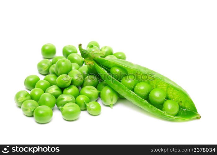 fresh green peas isolated on white