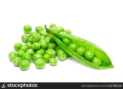 fresh green peas isolated on white