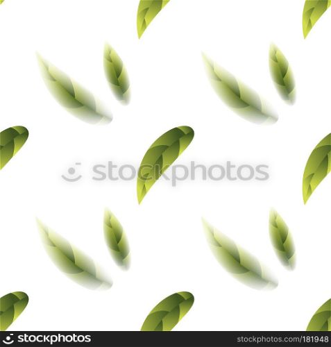 Fresh Green Tea Leaves Seamless Pattern on White Background. Fresh Green Tea Leaves Seamless Pattern