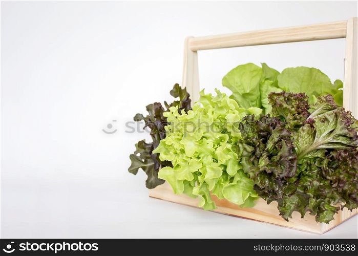 Fresh green vegetables arranged in a basket.