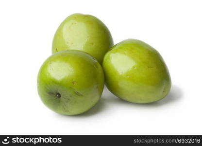 Fresh green whole Ambarella fruit on white background
