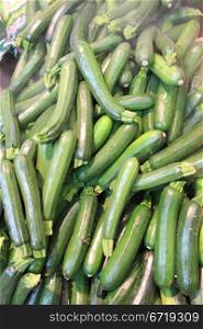 Fresh green zucchini on a local french market