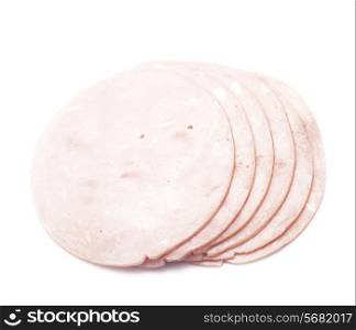 Fresh ham slices isolated on a white background