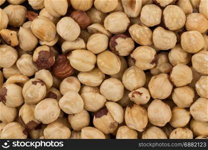 Fresh Hazelnuts top view close up for background