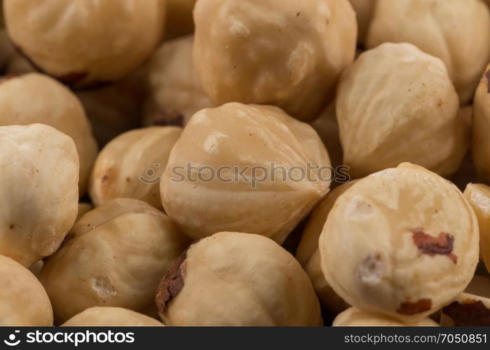 Fresh Hazelnuts top view close up for background