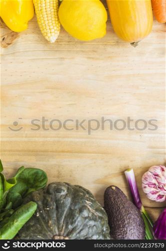 fresh healthy vegetables wooden background