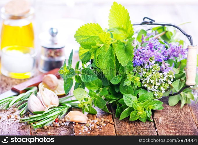 fresh herbal with aroma spice on a table