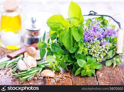 fresh herbal with aroma spice on a table