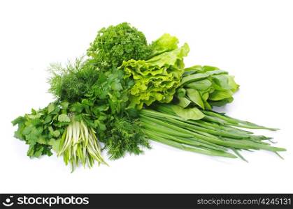 Fresh herbs isolated on white