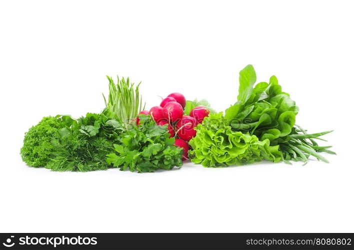 Fresh herbs isolated on white