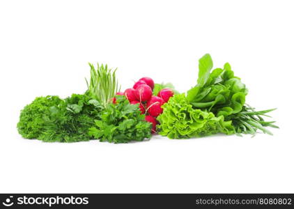 Fresh herbs isolated on white